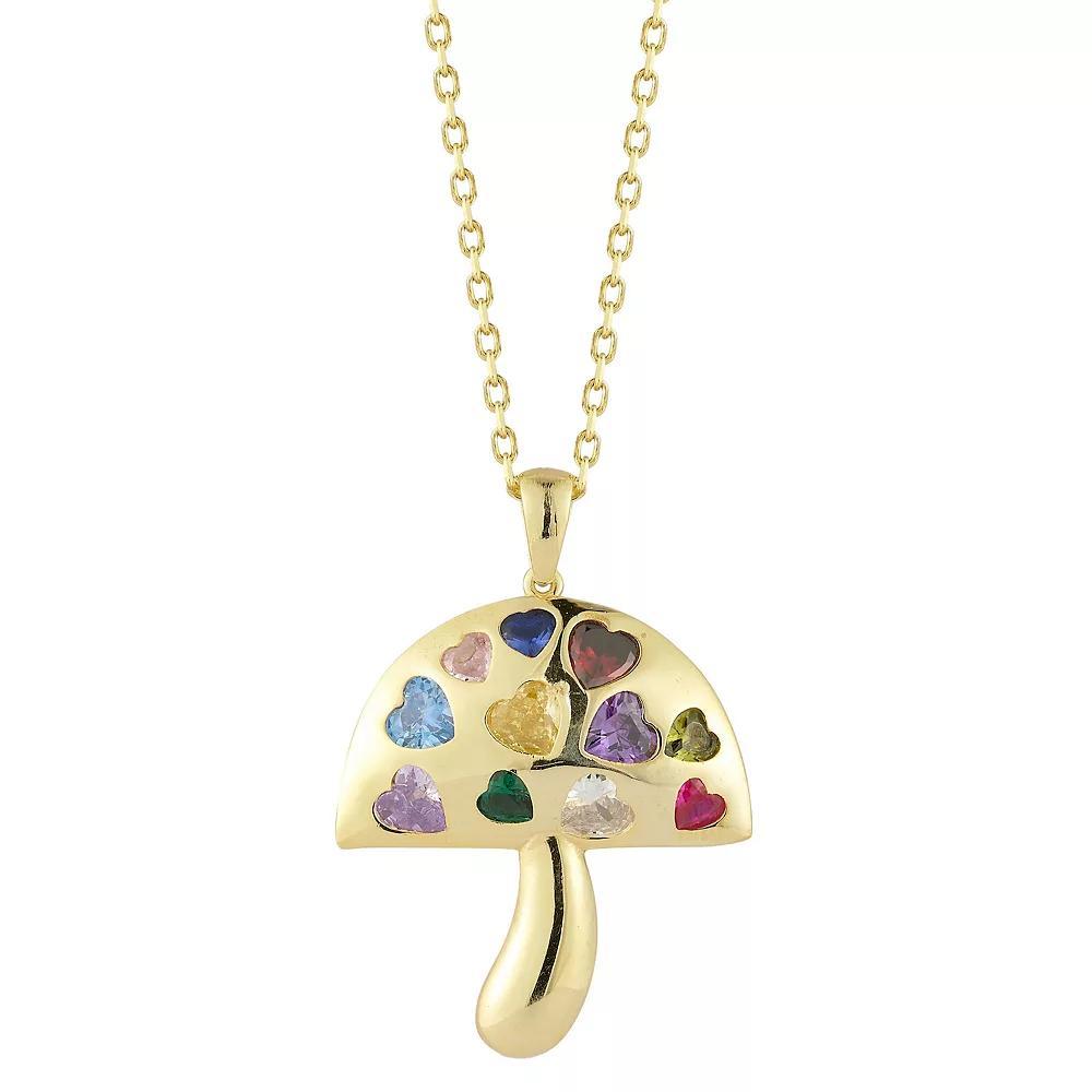 Sunkissed Sterling Cubic Zirconia Mushroom Heart Pendant Necklace, Women's, Size: 18", Gold Tone Product Image