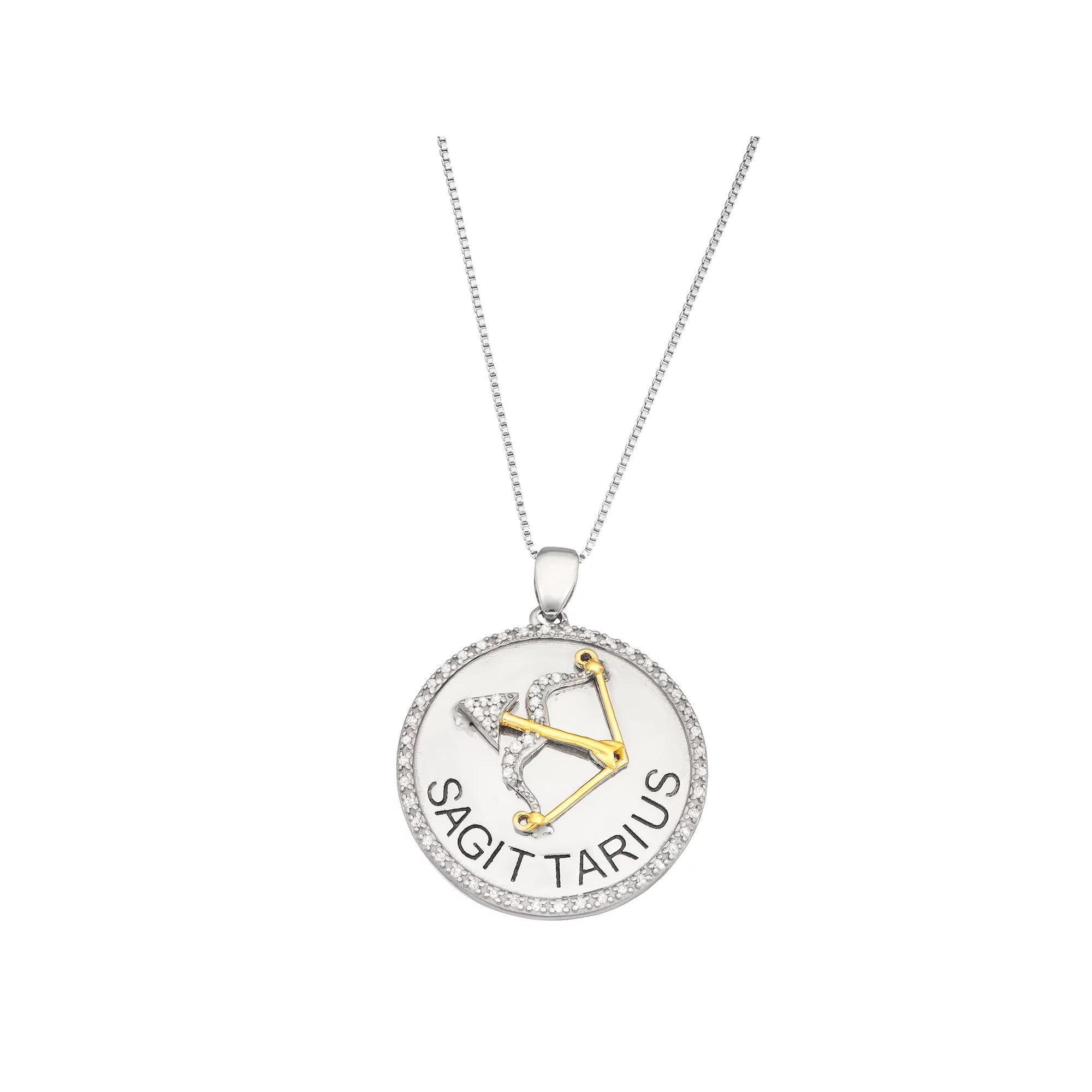 Jewelexcess 1/6 Carat T.W. Diamond Two-Tone Sterling Silver Zodiac Pendant Necklace, Womens Aquarius Product Image