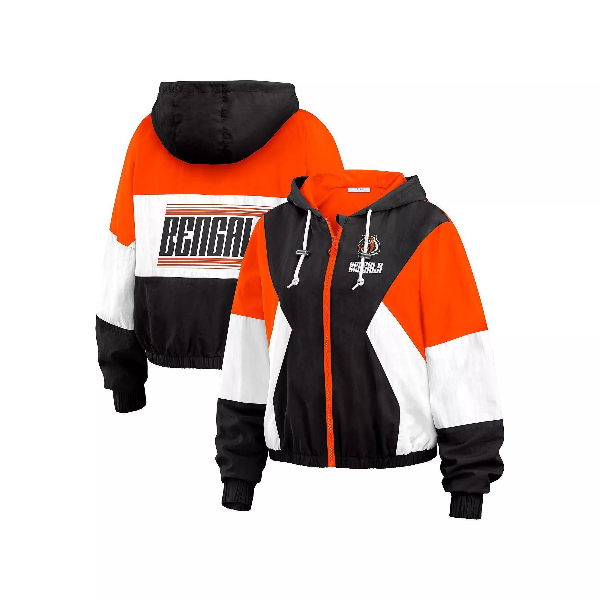Women's WEAR by Erin Andrews  Navy Chicago Bears Color Block Full-Zip Windbreaker Jacket, Size: Small, Blue Product Image