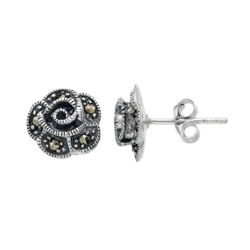 Tori Hill Sterling Silver Marcasite Flower Stud Earrings, Women's Product Image