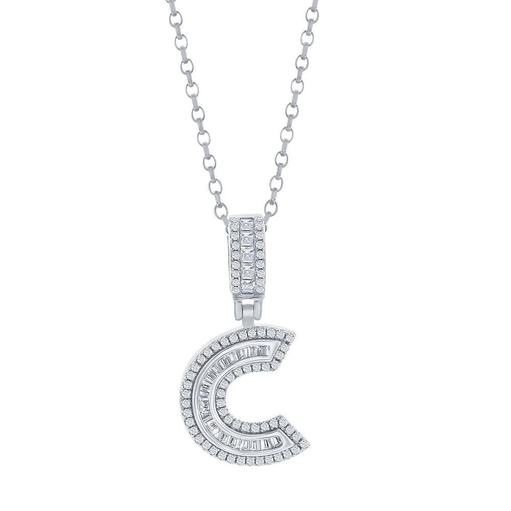 Argento Bella Sterling Silver Cubic Zirconia Initial Pendant Necklace, Women's, Size: 18", Sterling E Product Image