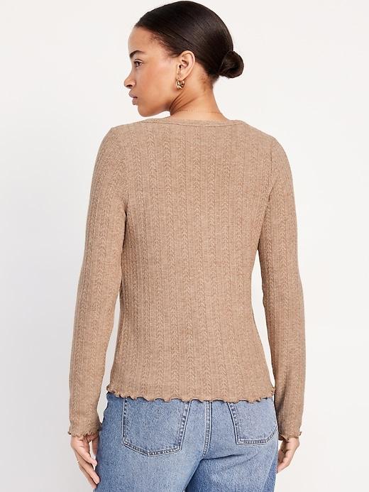 Button-Down Pointelle Top Product Image