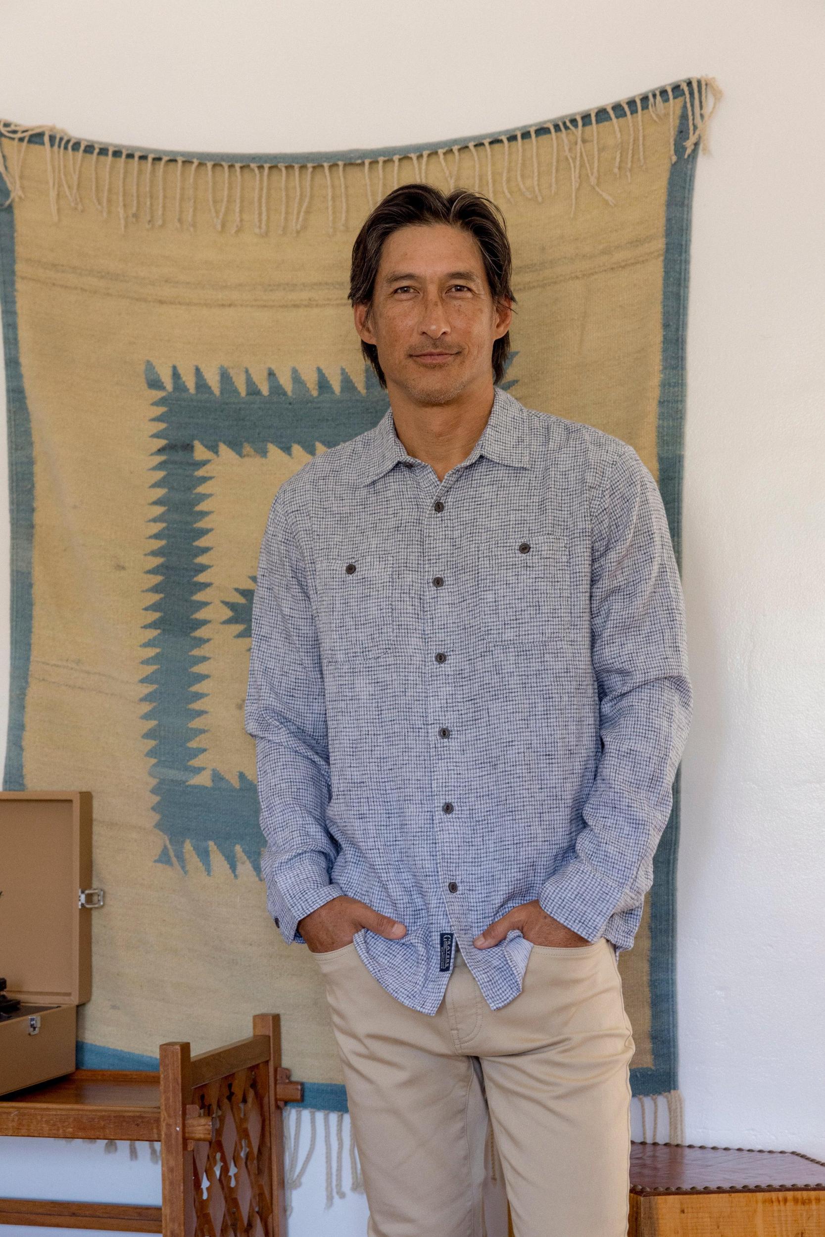 Houndstooth Double Cloth Workshirt - Cream Navy Product Image