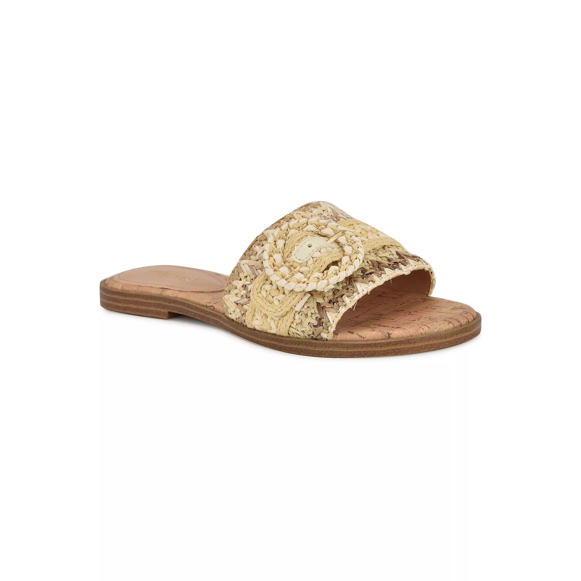 Nine West Poland Open Toe Slip-On Women's Casual Flat Sandals, Size: 6.5, Light Natural Ivory Mu Product Image
