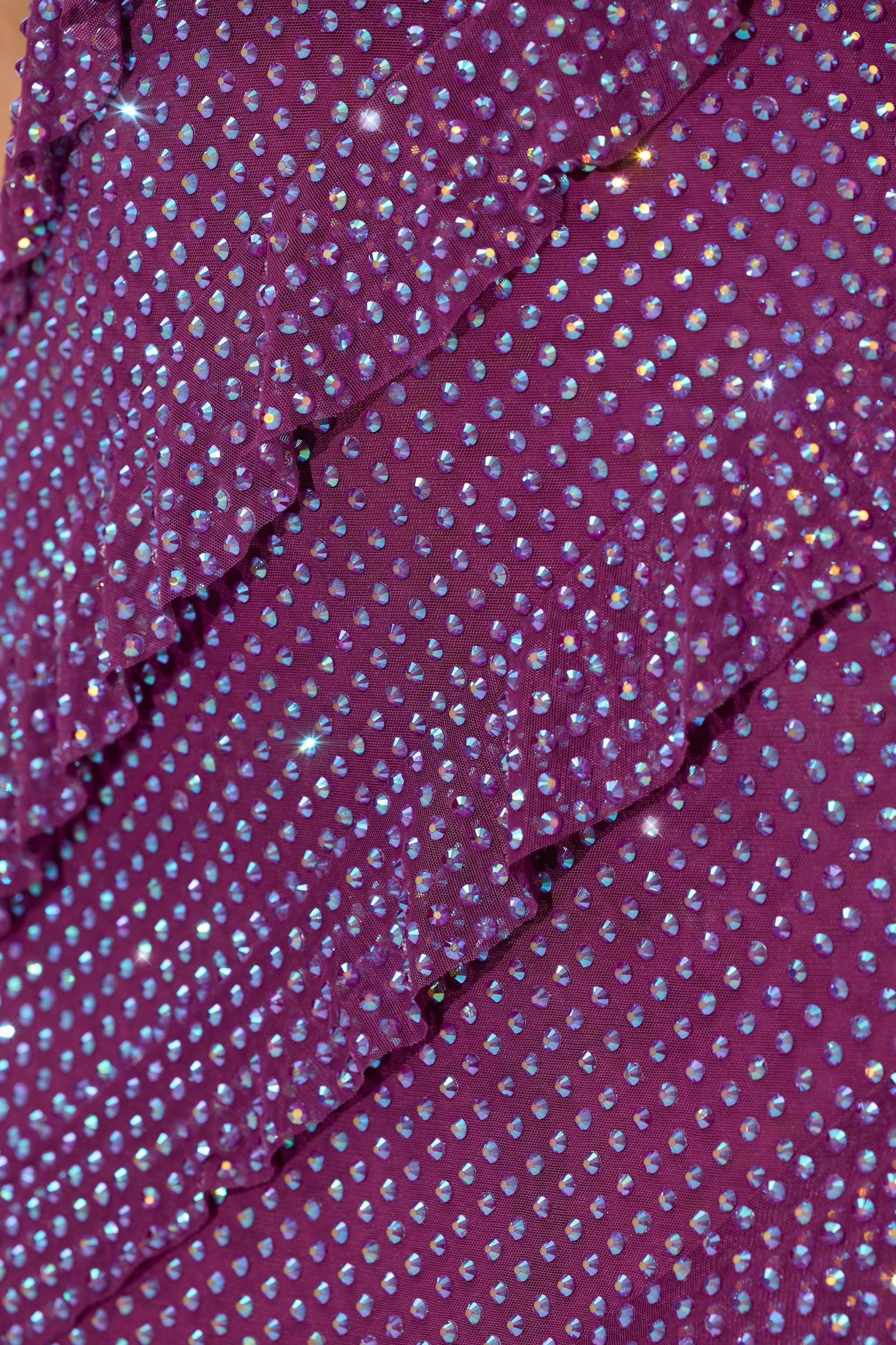 Embellished Strapless Ruffle Maxi Dress in Plum Product Image