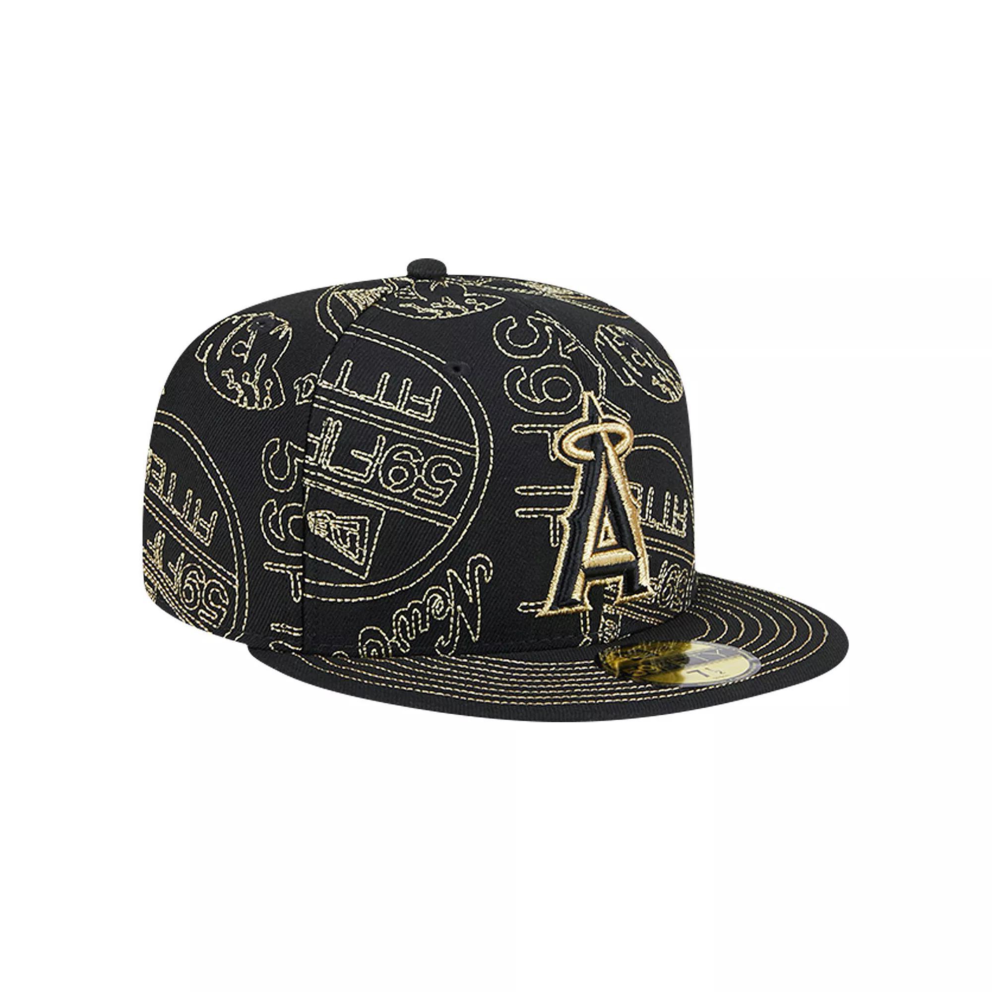Men's New Era Black Los Angeles Angels 59FIFTY Day Allover Fitted Hat, Size: 7 7/8 Product Image