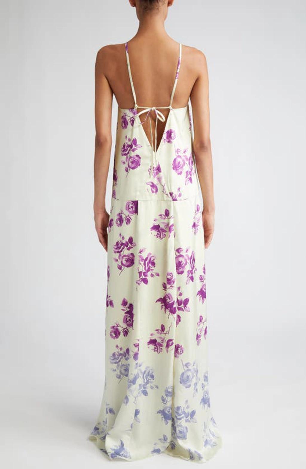 JIL SANDER Printed Georgette Maxi Slip Dress In Prism Violet Product Image