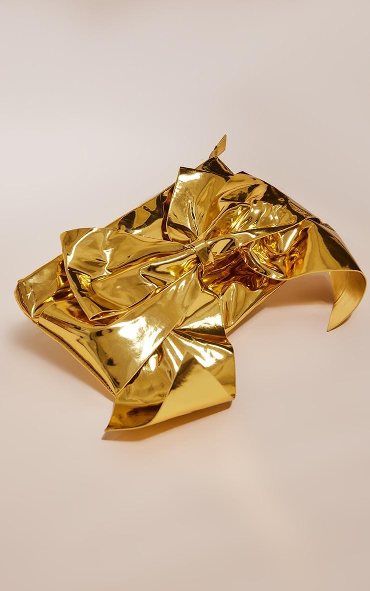Gold Metallic Oversized Bow Clutch Bag Product Image