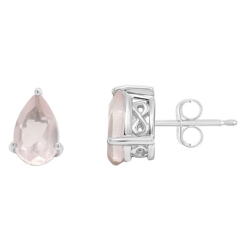 Alyson Layne Sterling Silver Gemstone Teardrop Stud Earrings, Womens, Pink Quartz Product Image