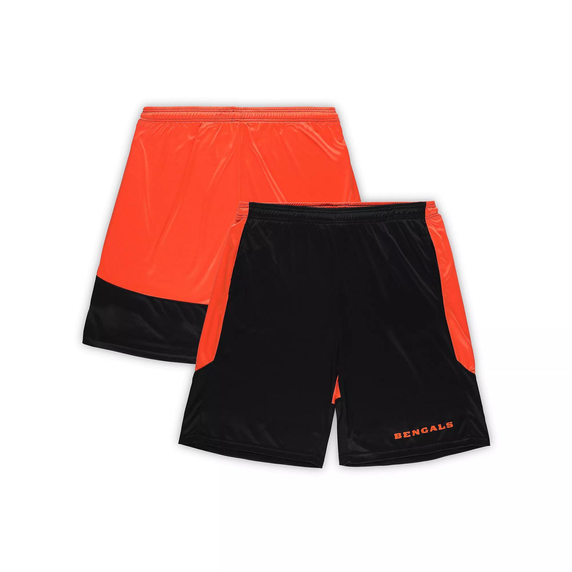 Men's Fanatics Black/Orange Cincinnati Bengals Big & Tall Synthetic Launch Shorts, Size: 3XLT Product Image