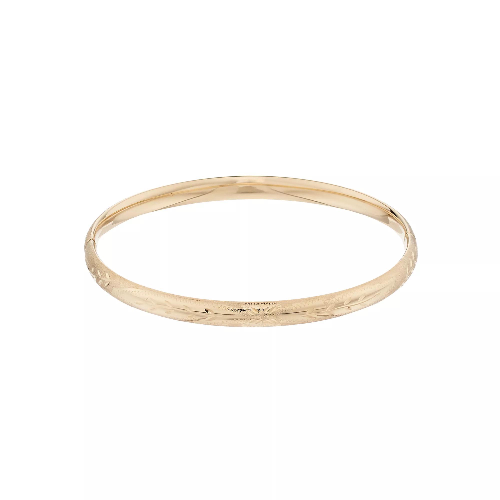 14k Yellow Gold Floral Etched Bangle Bracelet, Women's, Size: 7", 14k Gold Product Image