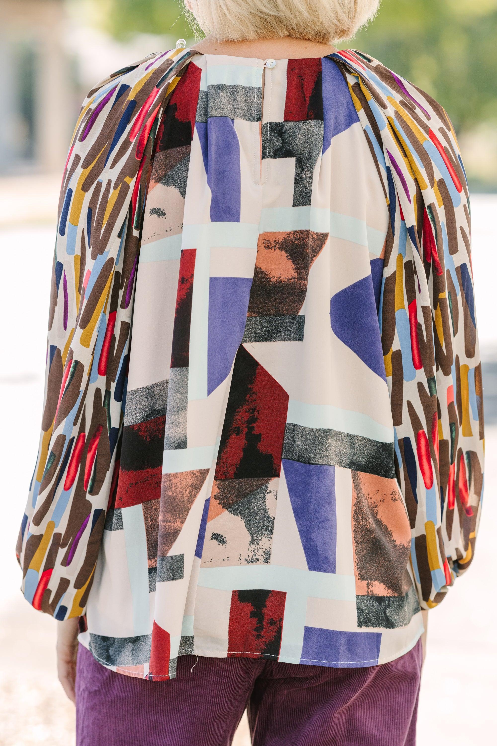 Bring Me Back Brown Abstract Blouse Female Product Image