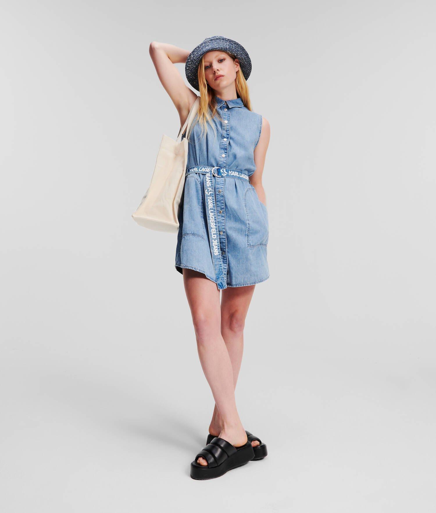 KLJ SLEEVELESS DENIM SHIRT DRESS  Product Image