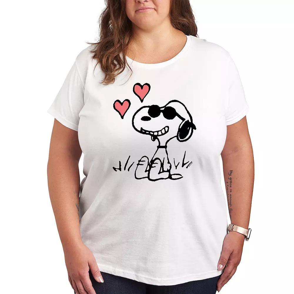 Plus Peanuts Snoopy Joe Cool Sitting Hearts Graphic Tee, Womens Product Image