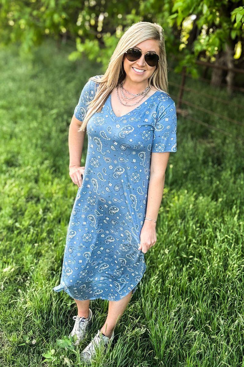 Sterling Kreek Bandana Babe Blue Maxi Dress Product Image