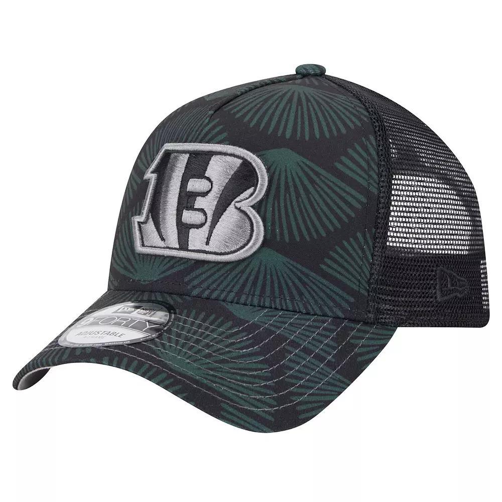 Men's New Era Black Cincinnati Bengals Agave Trucker 9FORTY Adjustable Hat Product Image