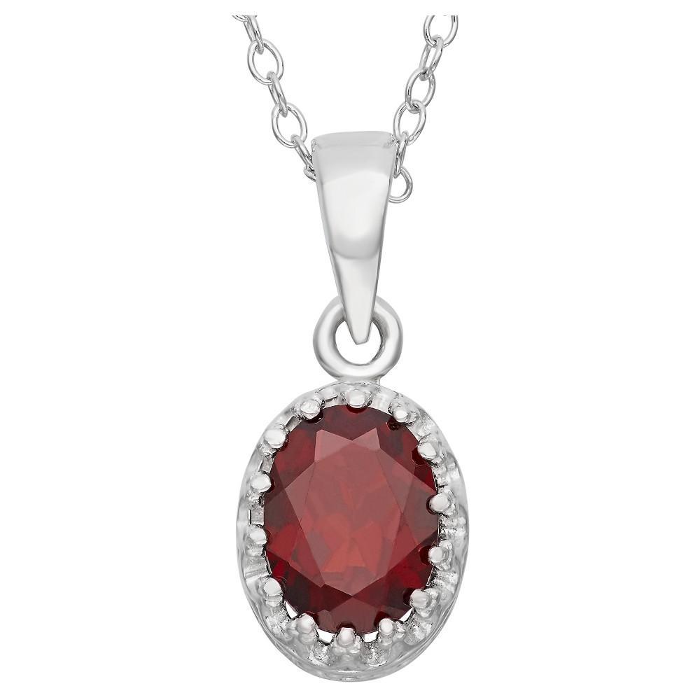 Designs by Gioelli Sterling Silver Garnet Oval Pendant, Women's, Size: 18", Red Product Image