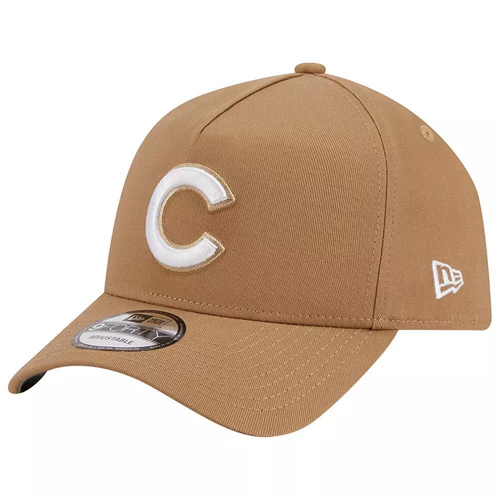 Men's New Era Khaki Chicago Cubs A-Frame 9FORTY Adjustable Hat, Beig K Product Image