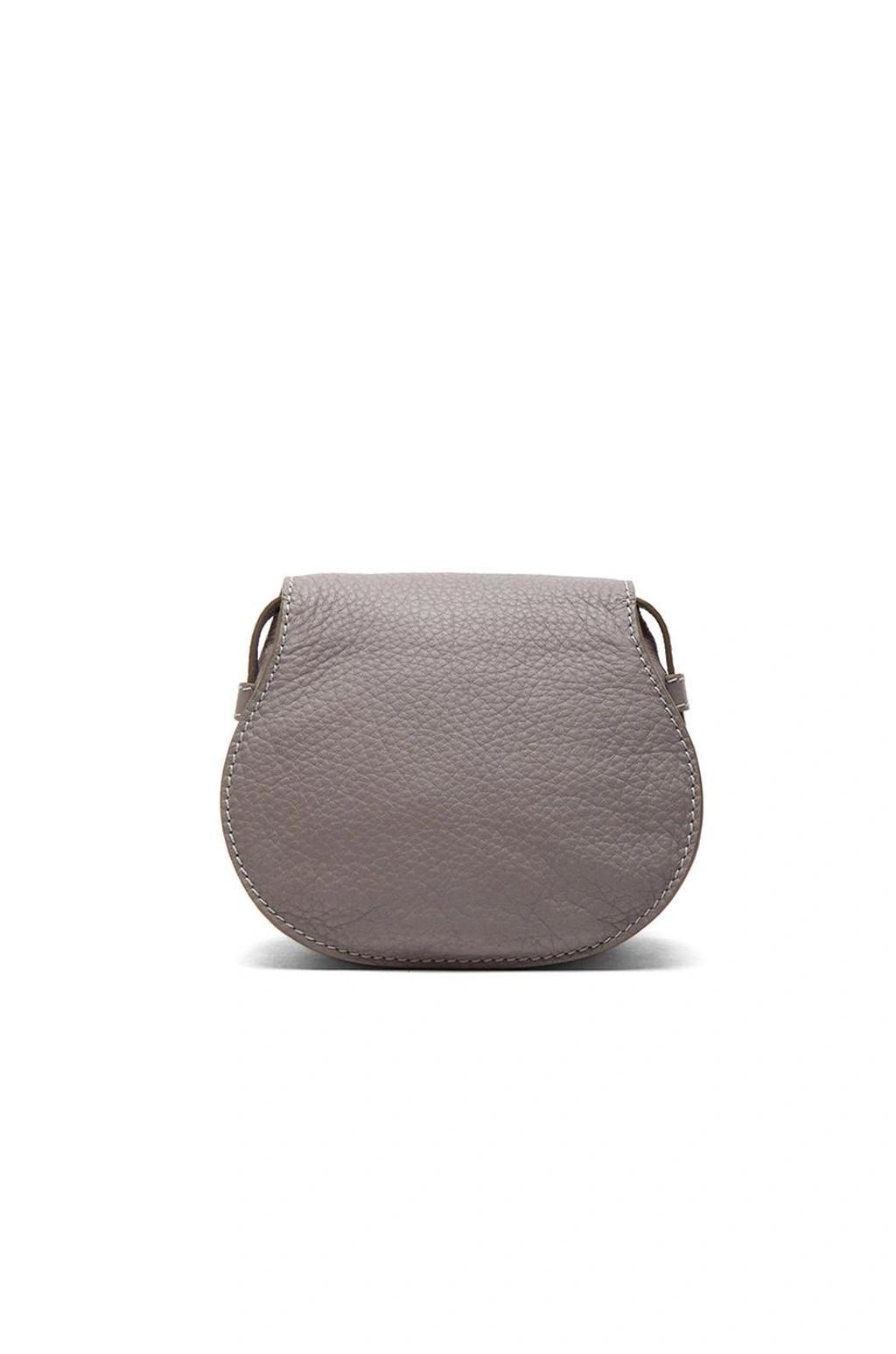 CHLOÉ Small Marcie Grained Calfskin Saddle Bag In Grey Product Image