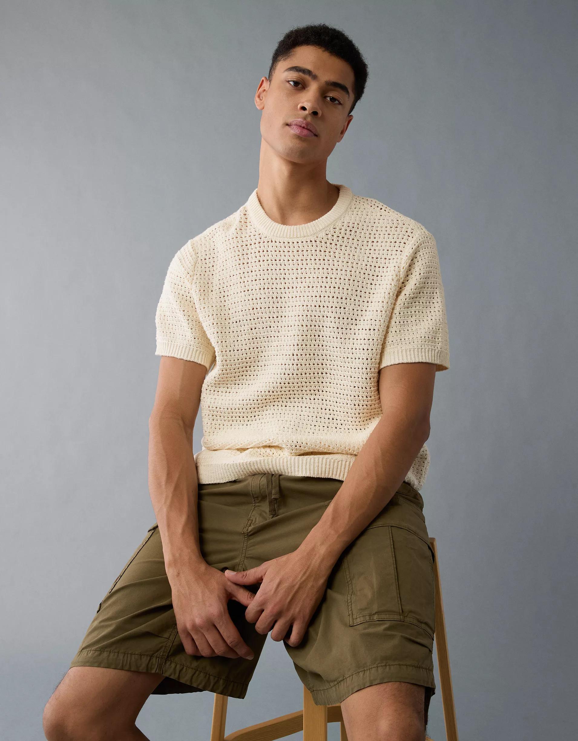 AE Open Knit Sweater T-Shirt Product Image