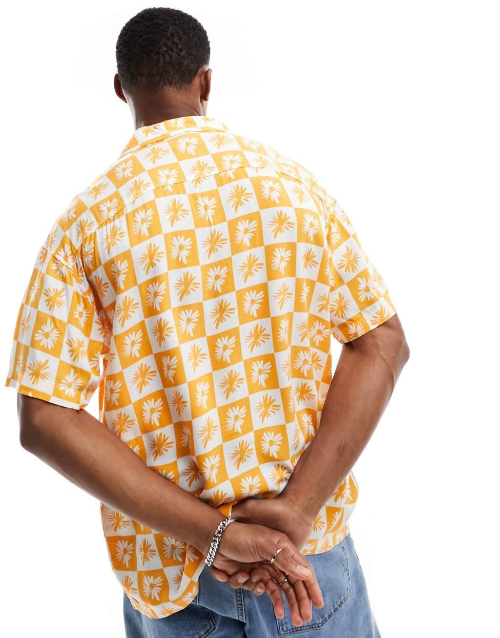 Jack & Jones Originals revere collar shirt with tile print Product Image