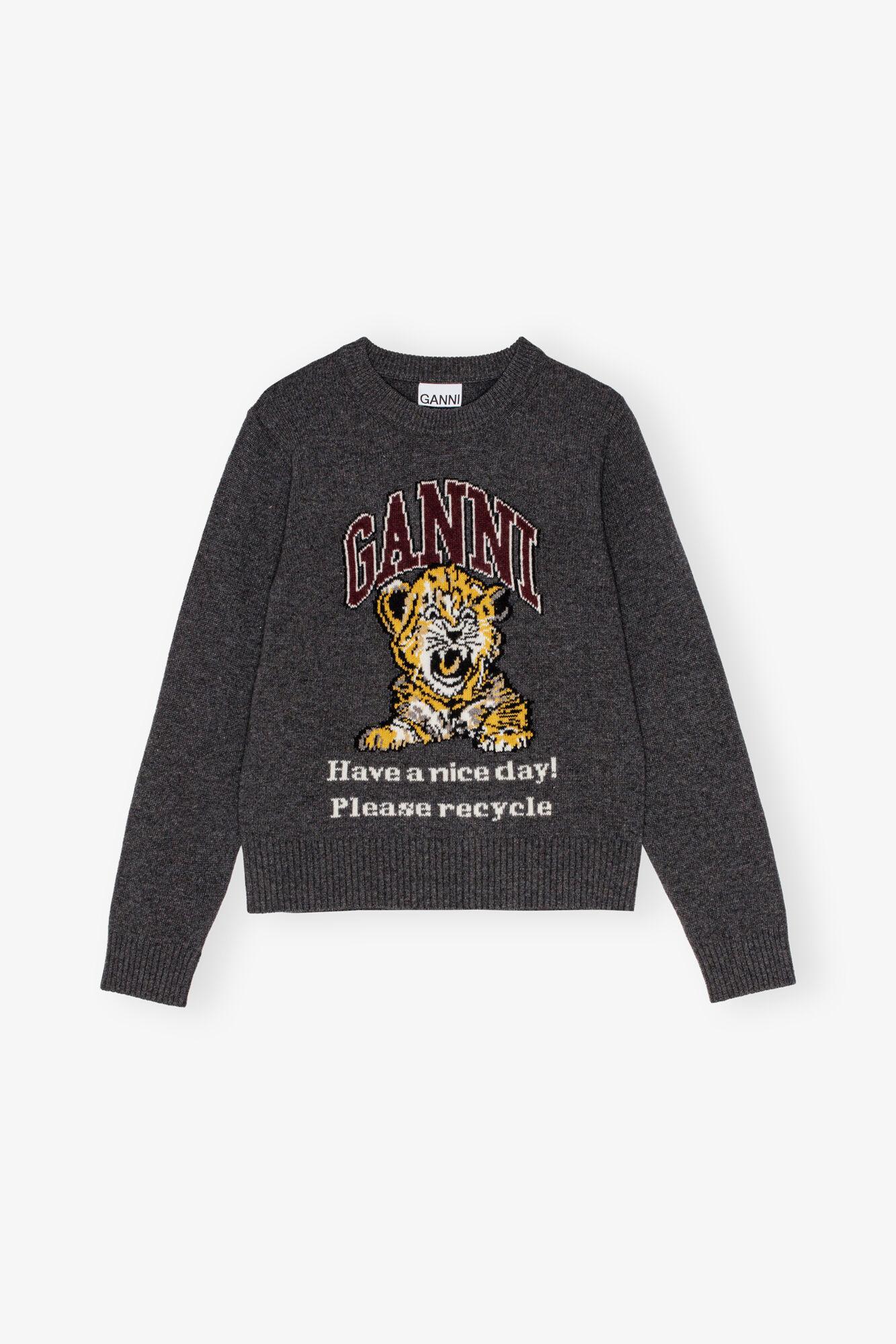 Dark Grey Graphic Tiger Sweater Product Image