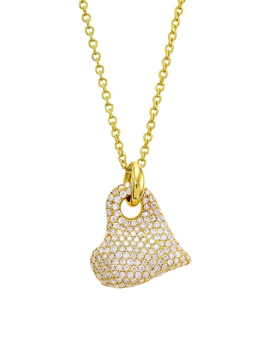 Womens Stardust 18K Gold & Diamond Pav Heart Necklace Product Image