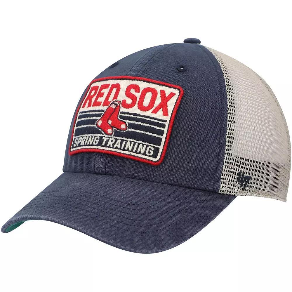 Men's '47 Navy/Tan Boston Red Sox Four Stroke Clean Up Trucker Snapback Hat, Blue Product Image