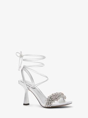 Lucia Embellished Metallic Leather Sandal Product Image
