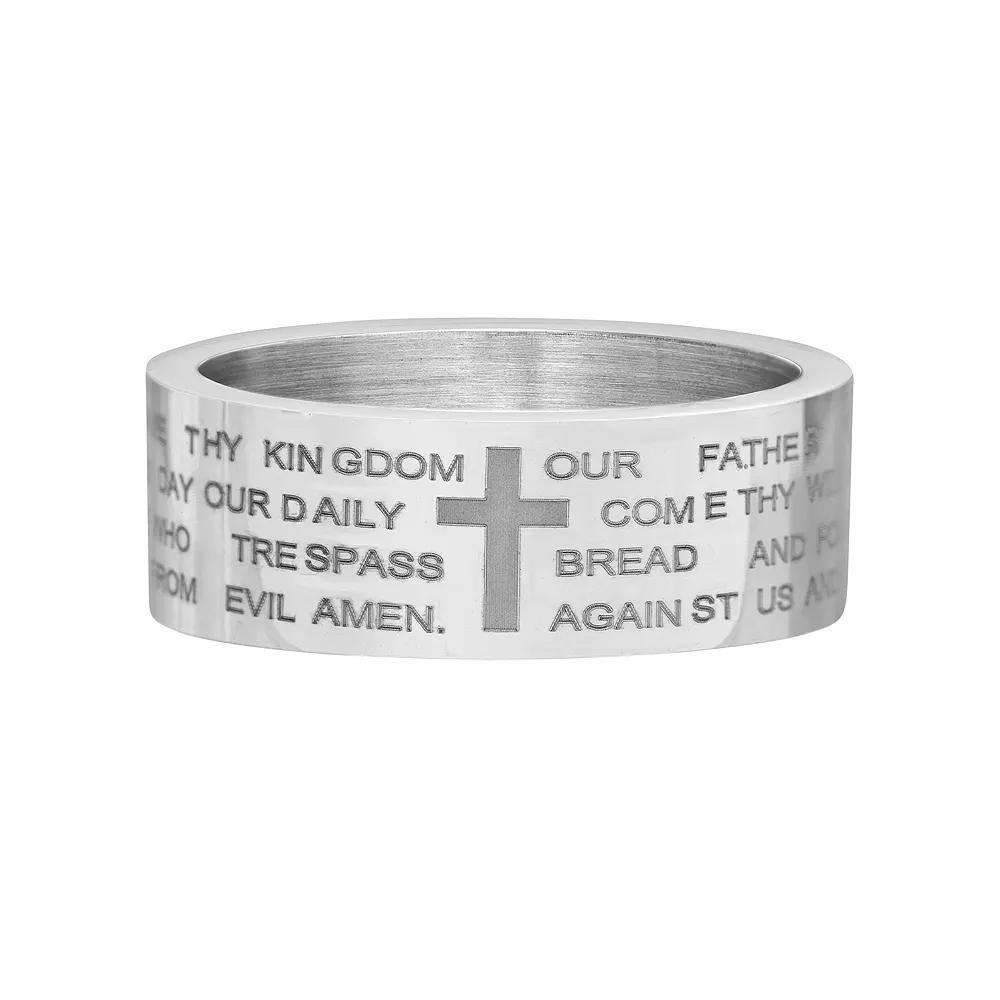 1913 Mens Stainless Steel Cross Ring with Lords Prayer Product Image