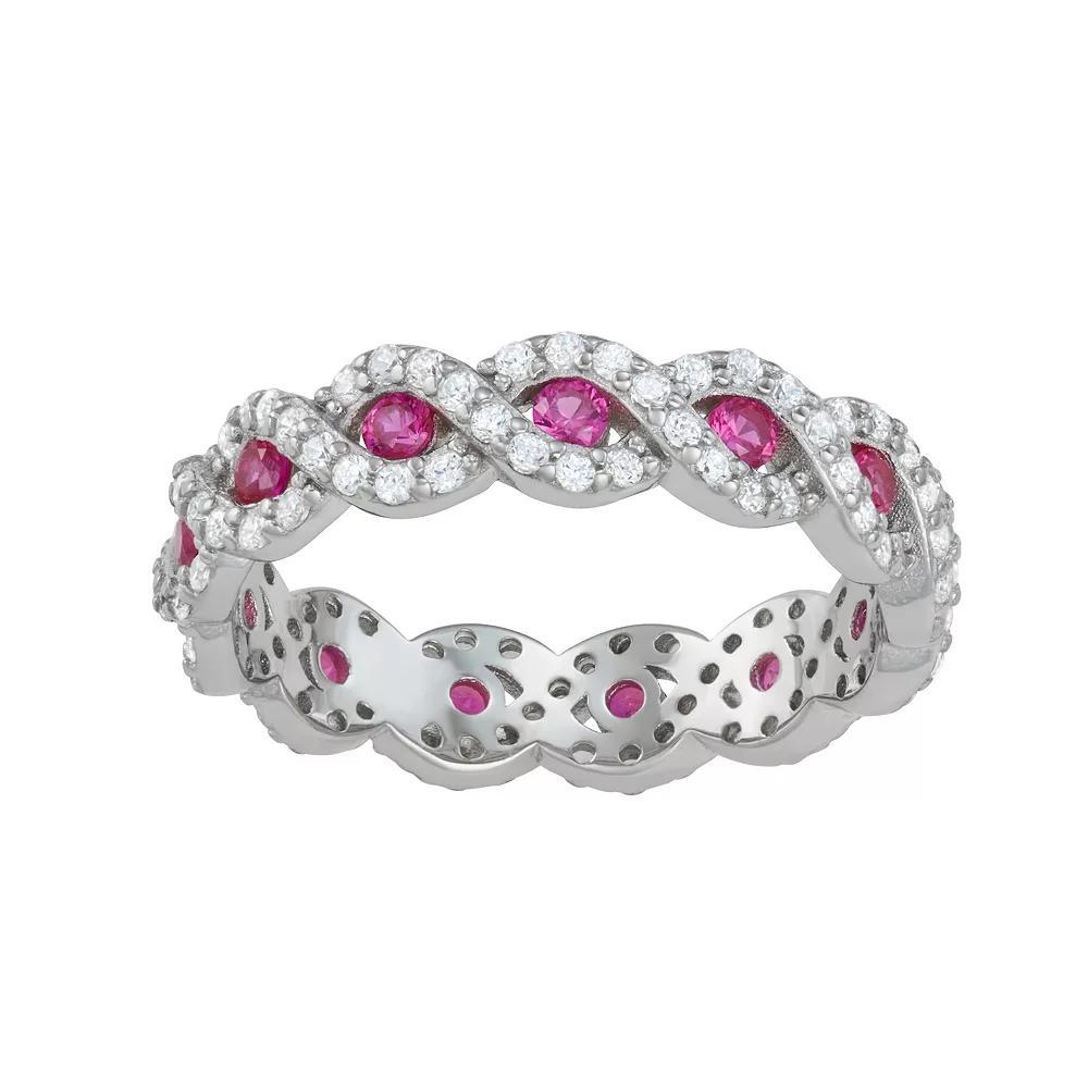 Sterling Silver Lab-Created Ruby & Cubic Zirconia Ring, Women's, Size: 6 Product Image
