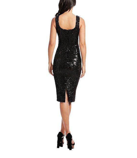 Dress the Population Sloane Sequin Sweetheart Neck Back Slit Sleeveless Bodycon Dress Product Image