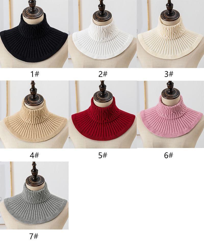 Turtleneck Plain Ribbed Knit Decorative Collar Product Image
