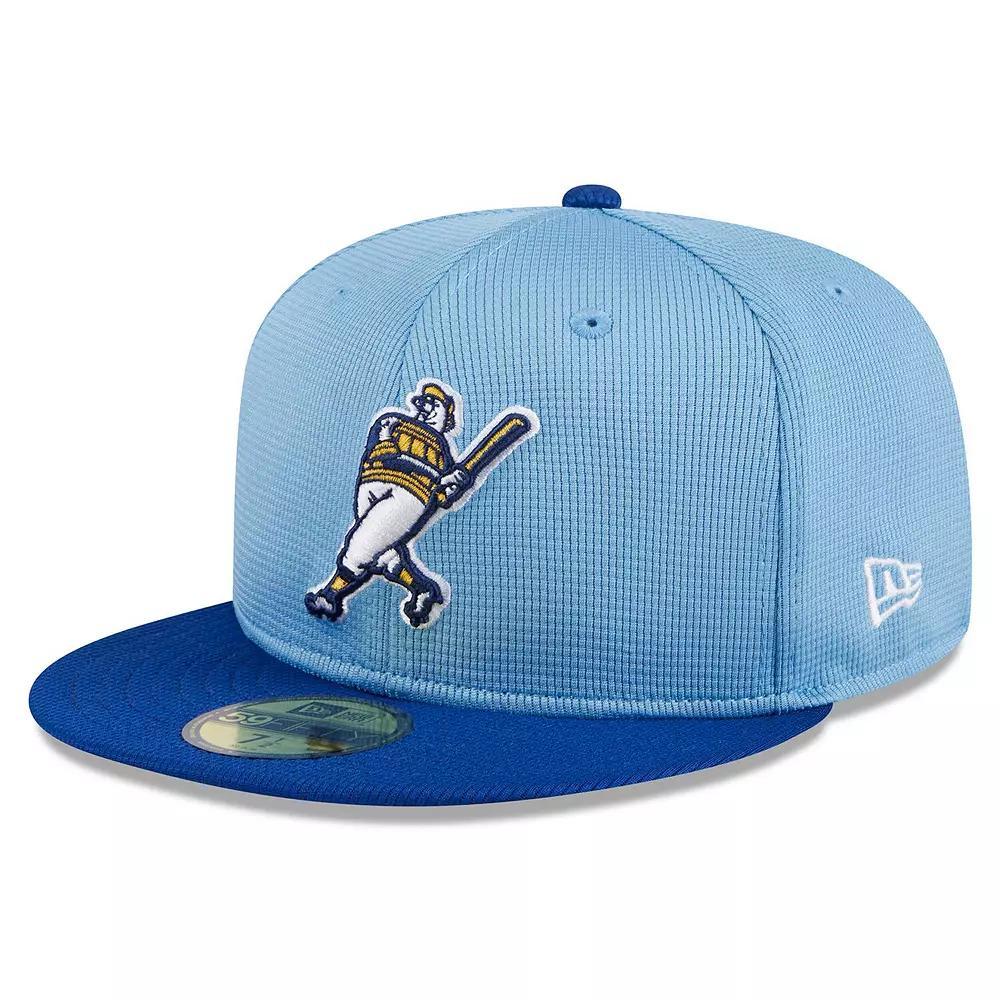 Men's New Era  Light Blue Milwaukee Brewers 2024 Batting Practice 59FIFTY Fitted Hat, Size: 6 7/8 Product Image