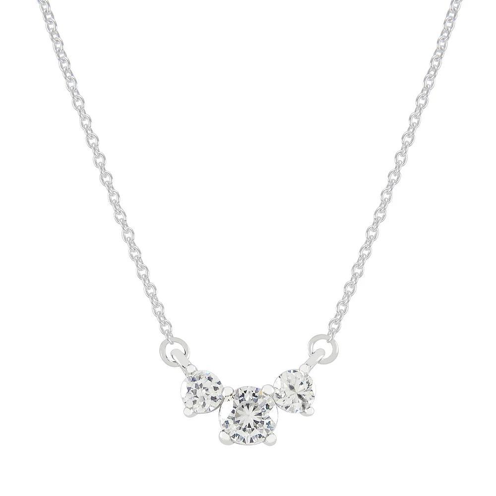 SIRI USA by TJM Sterling Silver Cubic Zirconia 3-Stone Necklace, Women's, Size: 18" Product Image