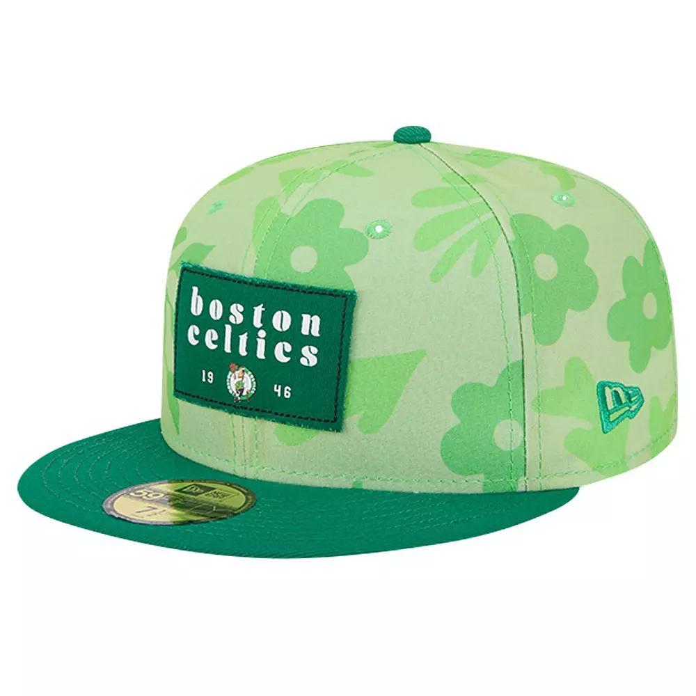 Men's New Era Kelly Green Boston Celtics Palm Fronds 2-Tone 59FIFTY Fitted Hat, Size: 7 Product Image