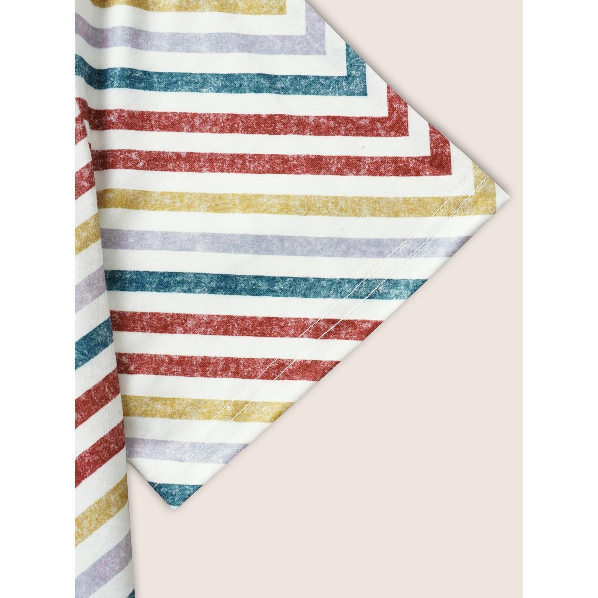 Plus Size Colored Striped V Neck Pocket Midi Dress Multicolor Women Casual Contrast V-neck Short sleeve Curvy BloomChic 12/L Product Image