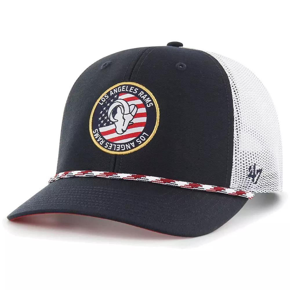 Men's '47  Navy/White Los Angeles Rams Union Patch Trucker Adjustable Hat, Blue Product Image
