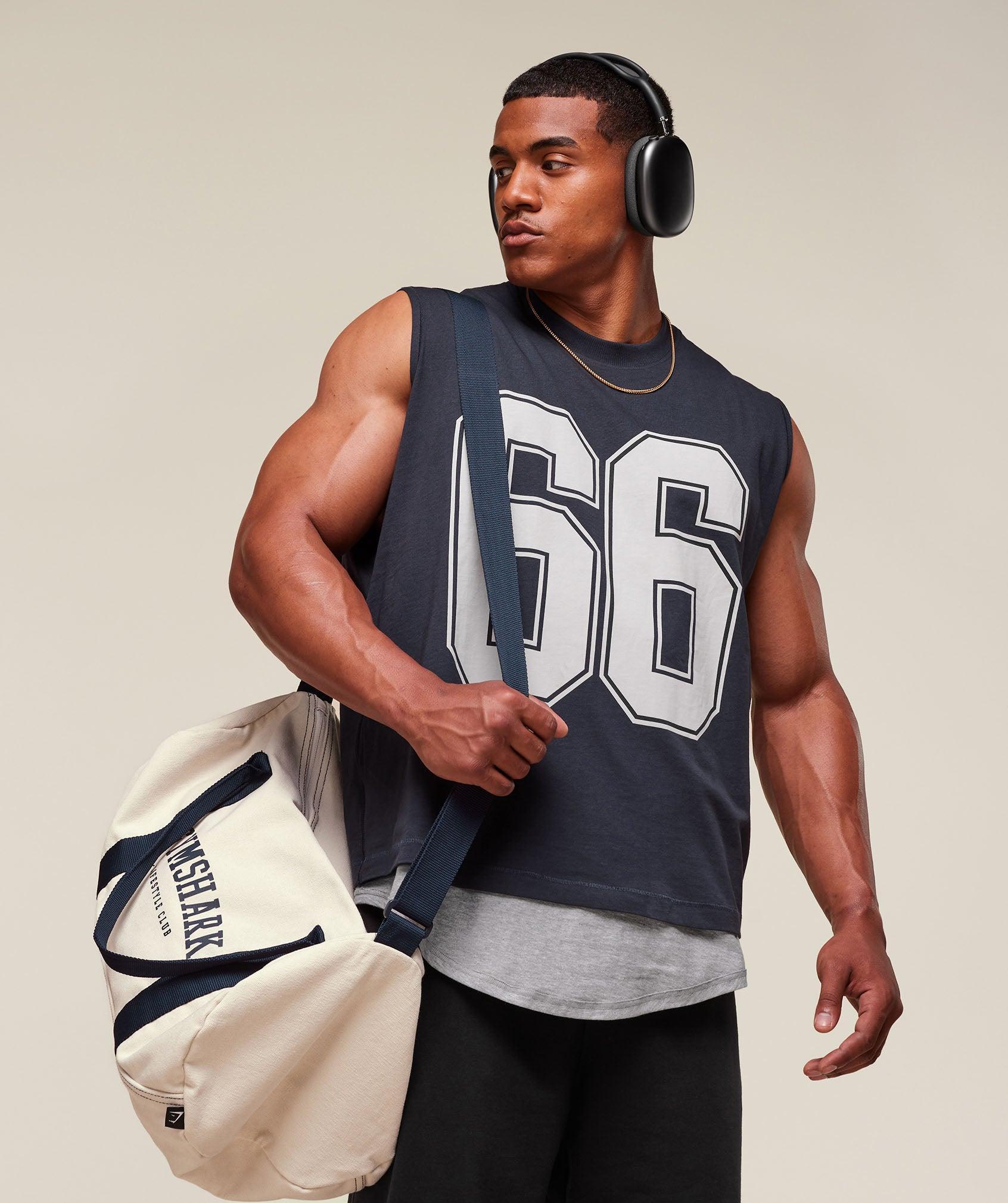 Gymshark GSLC 2in1 Reversible Tank - Light Grey Core Marl/Heavy Blue Male Product Image