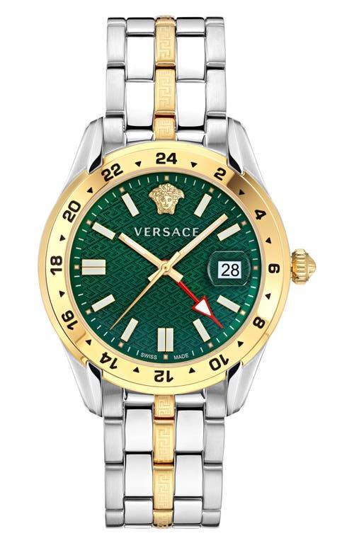 Versace Mens Greca Time GMT Quartz Mechanical Automatic Two Tone Stainless Steel Bracelet Watch Product Image