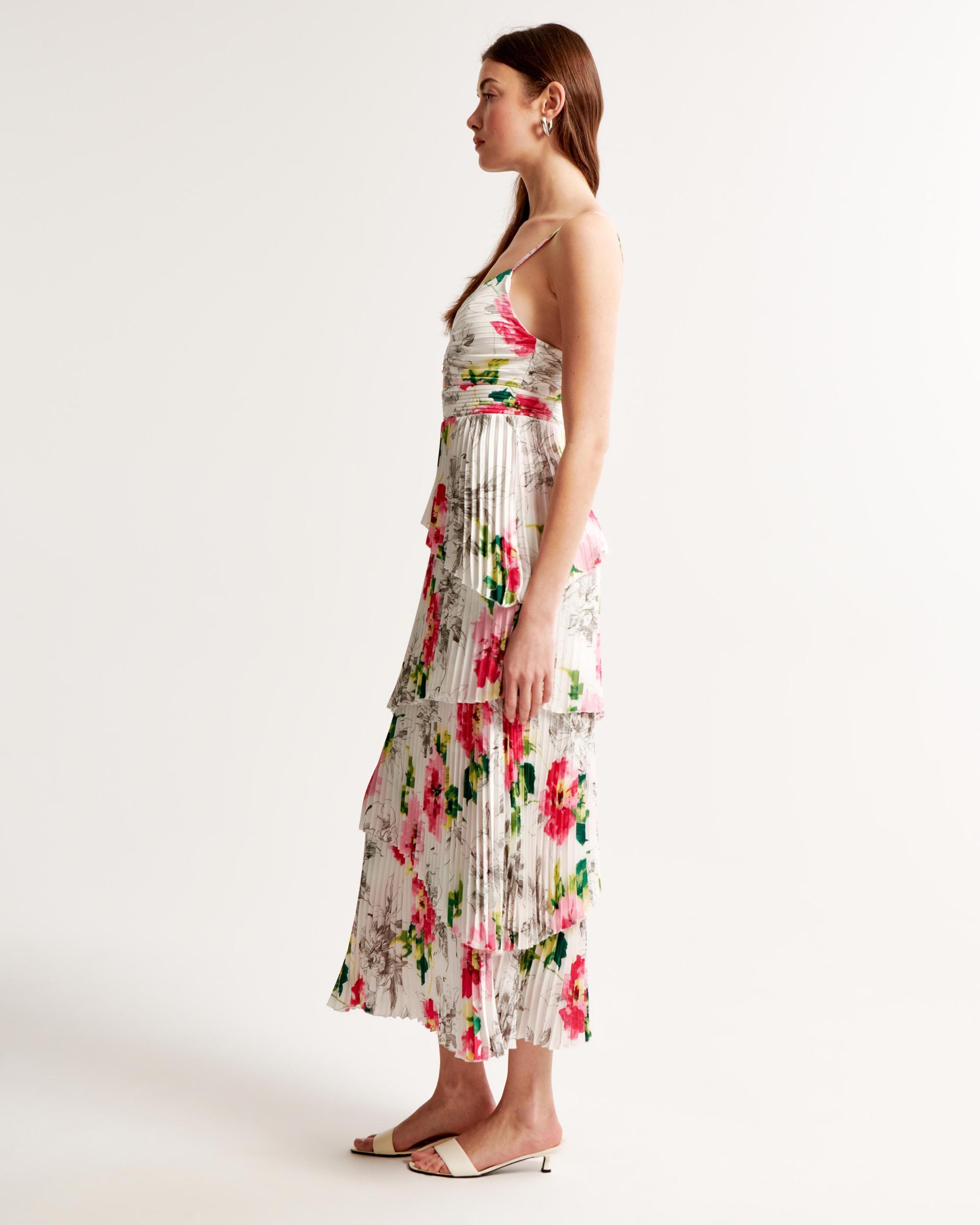 The A&F Giselle Pleated Tiered Maxi Dress Product Image