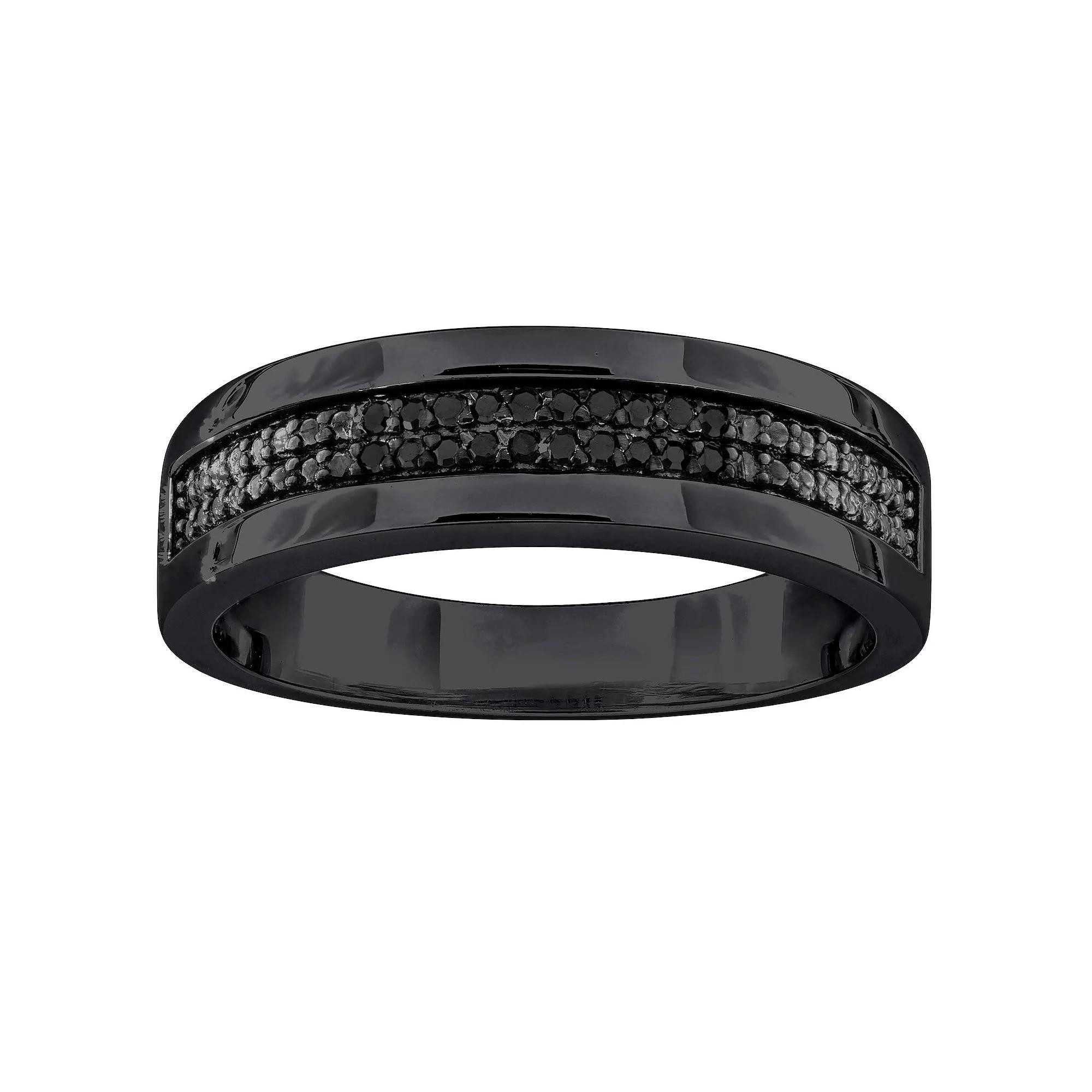 Stella Grace Men's Sterling Silver 1/10 Carat T.W. Black Diamond Anniversary Ring, Size: 11 Product Image