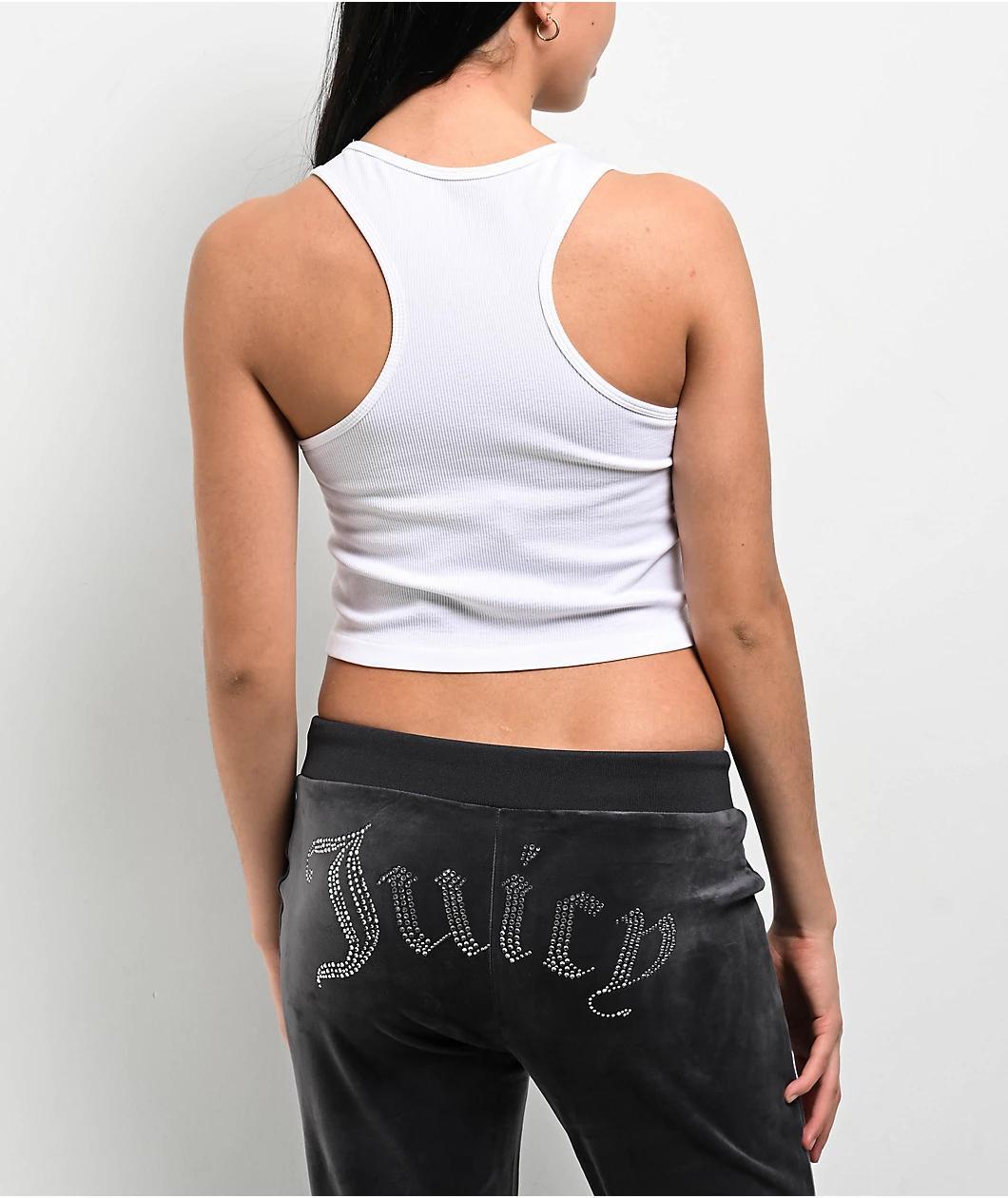 Juicy Couture Small Bling High Neck White Crop Tank Top Product Image