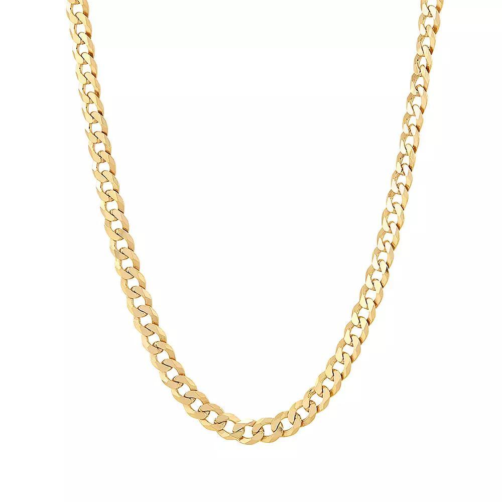 Everlasting Silver Gold Over Silver Solid Flat Curb Chain Necklace, Womens Gold Tone Product Image