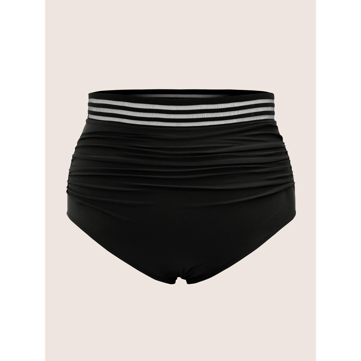 Plus Size Woven Ribbon Gathered High stretch Swim Bottom Women's Swimwear Indigo Beach Woven ribbon&lace trim High stretch Skinny High Rise Curve Swim Bottoms BloomChic 30/6X Product Image