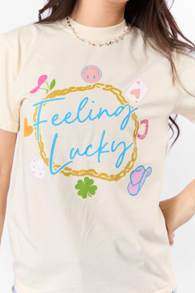 Feeling Lucky Ivory Comfort Color Graphic Tee SALE Product Image