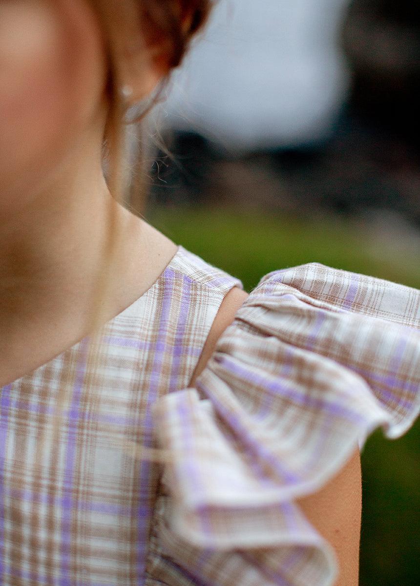 Reign Petticoat Dress in Lavender Plaid Girls Product Image
