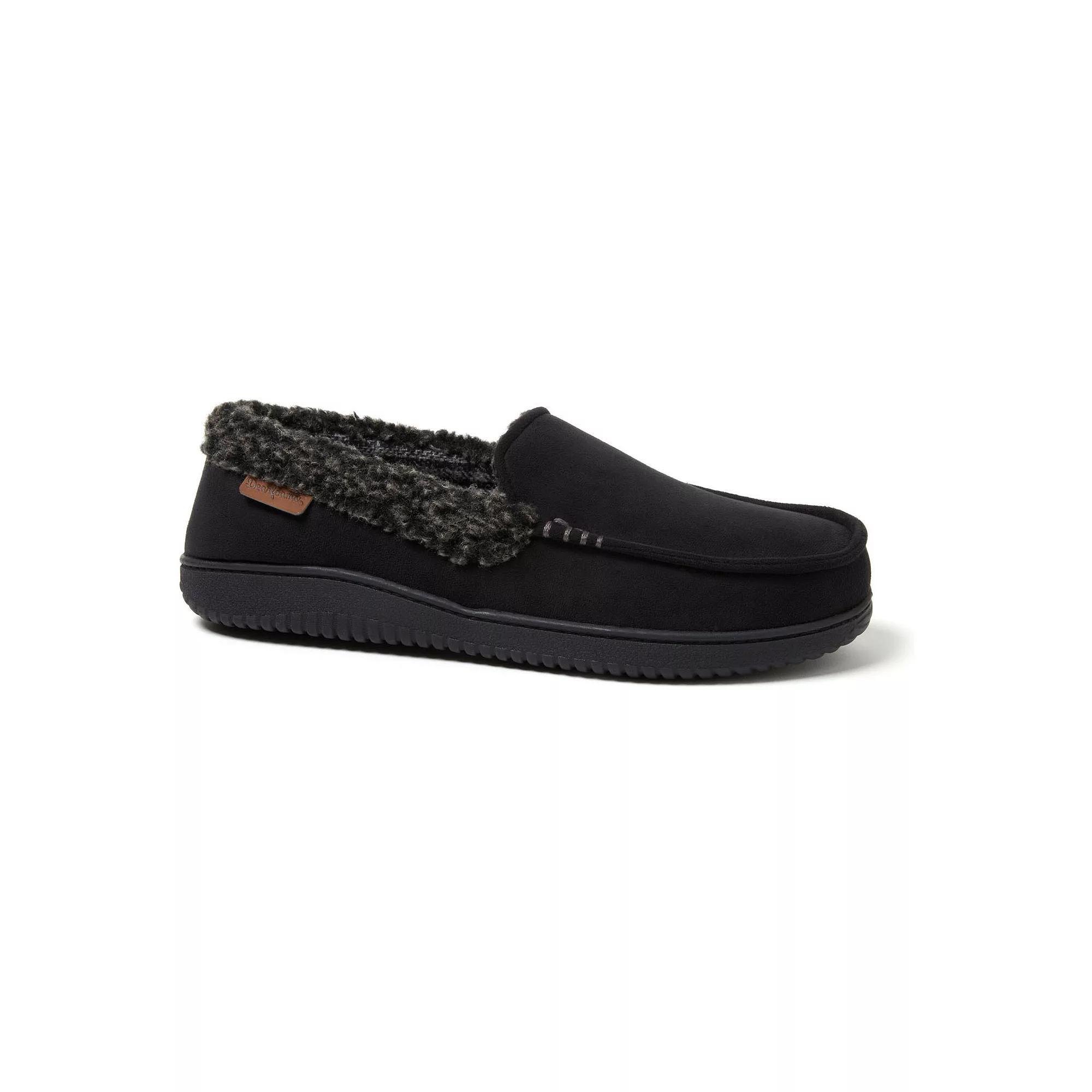 Dearfoams Alexander Microsuede Men's Moccasin Slippers, Size: Large, Black Product Image