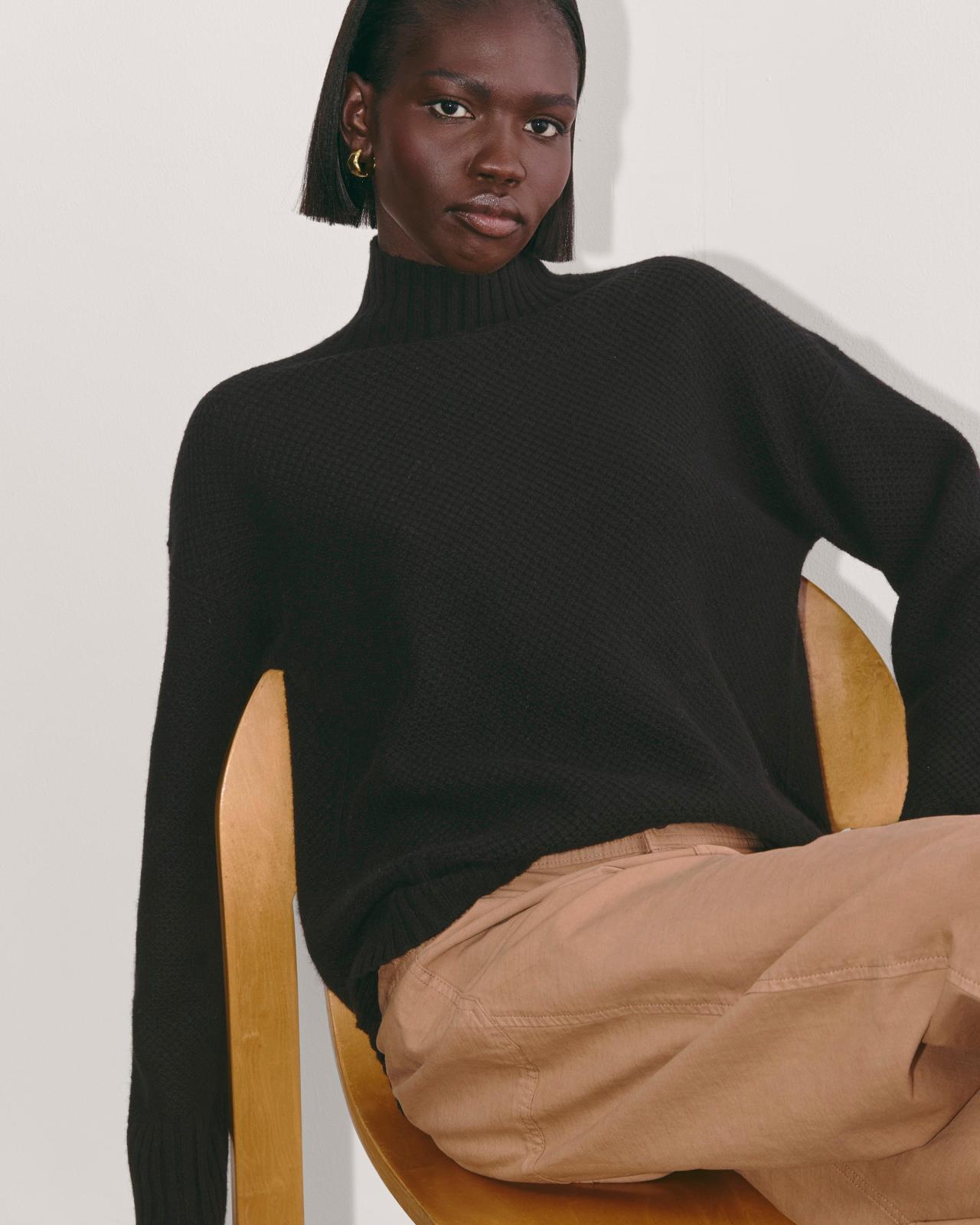 The Honeycomb Funnel Neck in Wool Cashmere Product Image