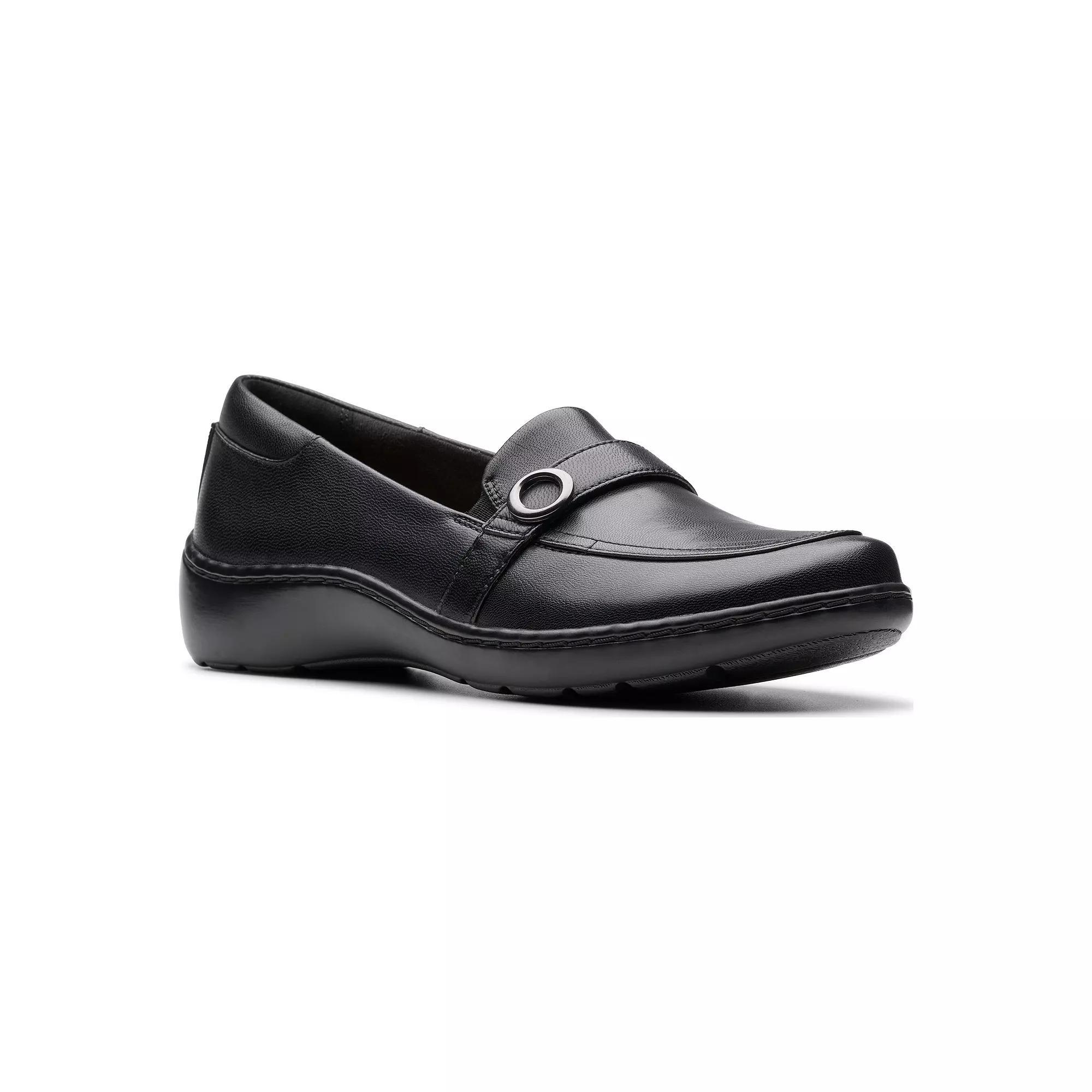 Clarks® Cora Amanda Women's Leather Slip-On Shoes, Size: 9, Black Product Image